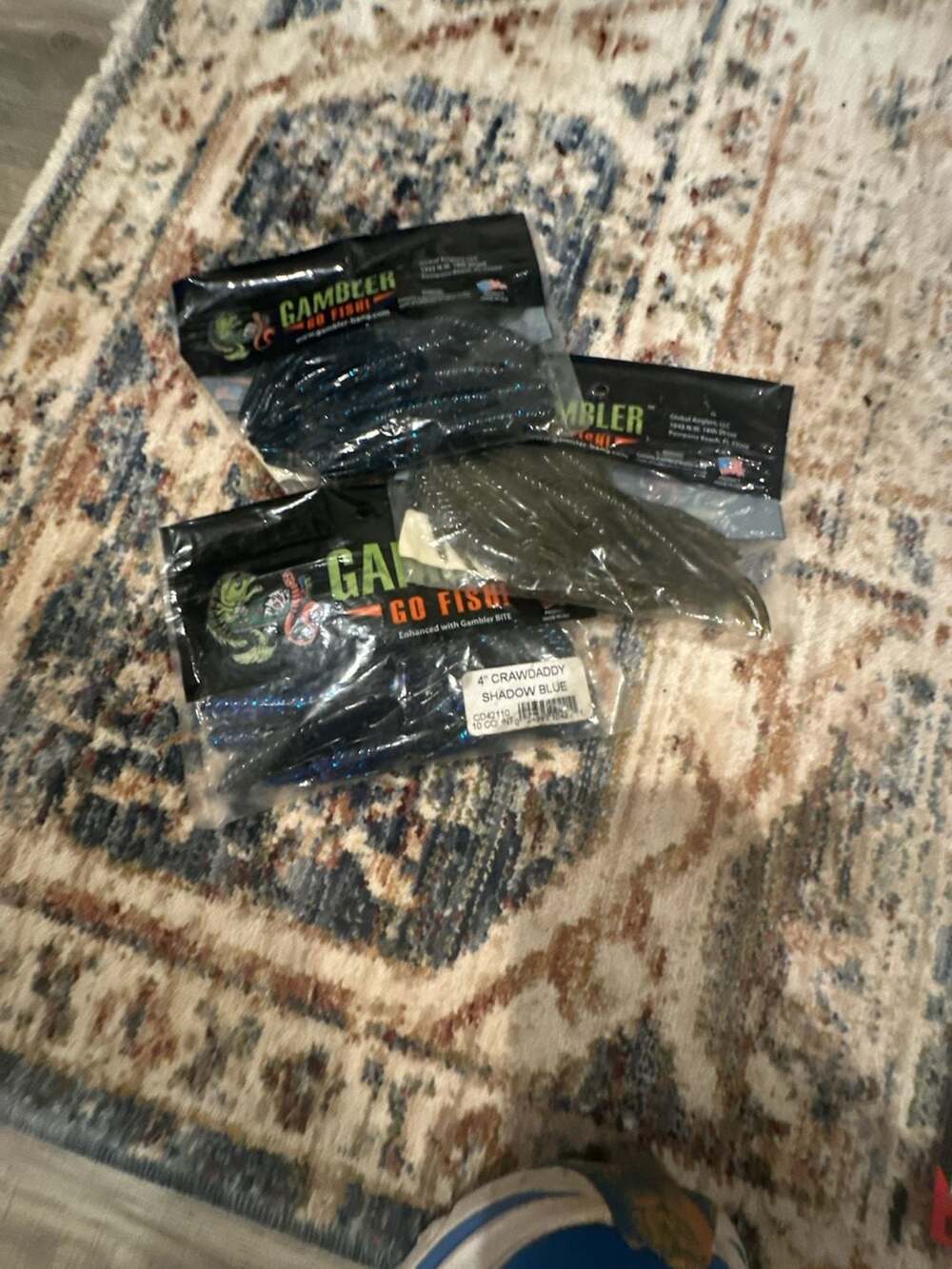 Gambler 4inch Crawdaddy Soft Plastic Fishing Lures Lot of 3 Packs